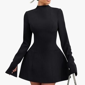 Elegant Black Long Sleeve Dress